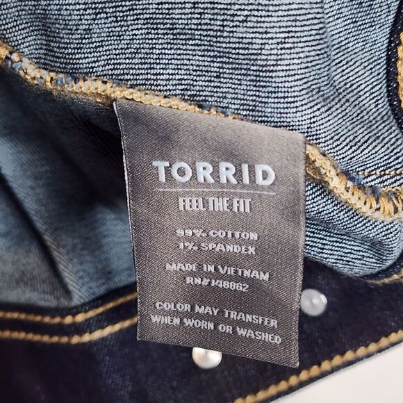 5X 28W Torrid Denim Dark Wash Cropped Vest Cotton Collar Button Front Sleeveless - Picture 7 of 9